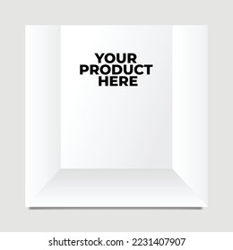 Clean white social media template for product with grey shades or room illusion. Suitable for product display.