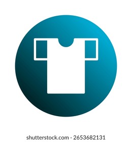 Clean white t-shirt icon in blue gradient circle representing clothing apparel style fashion simple casual wear graphic