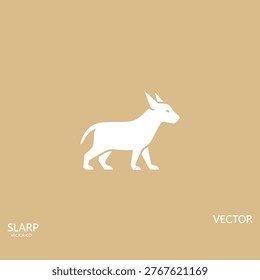 A clean white vector illustration of a small dog, possibly a chihuahua or terrier mix, standing alert with its ears perked.