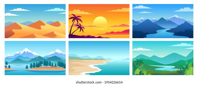 Clean wild nature landscape vector illustration. Beautiful empty earth background