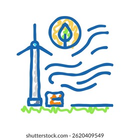 clean wind energy turbine doodle icon sketch vector. clean wind energy turbine sign. isolated symbol illustration