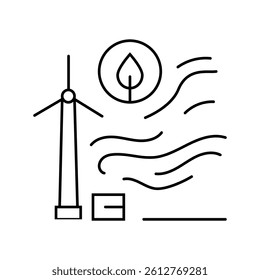 clean wind energy turbine line icon vector. clean wind energy turbine sign. isolated contour symbol black illustration