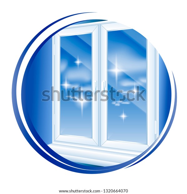 Clean window cleaning to shiny icon.\
isolated on white background. Vector\
illustration.