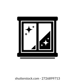 Icono de la ventana limpia Vector blanco y negro brillante símbolo de limpieza de vidrio para servicios de limpieza y limpieza