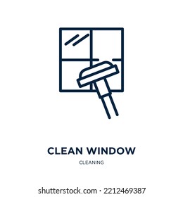 clean window icon from cleaning collection. Thin linear clean window, clean, home outline icon isolated on white background. Line vector clean window sign, symbol for web and mobile