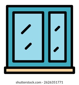 Clean window icon. Outline clean window vector icon color flat isolated