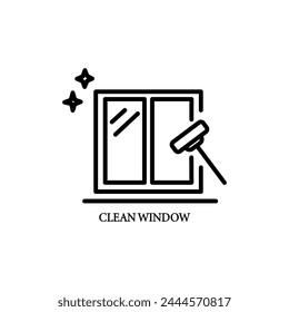 Clean window icon. Thin line clean window, car icon from cleaning collection. Outline vector isolated on white background. Editable clean window symbol can be used web and mobile