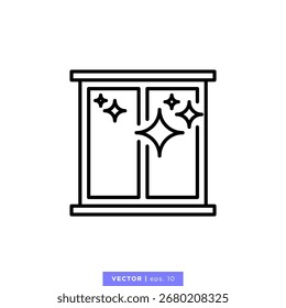 Clean Window Icon Vector Illustration Design Template. Editable Stroke.