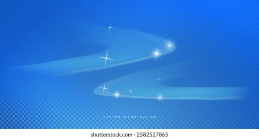 clean wipe effect set on grid transparent background, light blue arc with shine in concept wiping surface, vector illustration cleaning