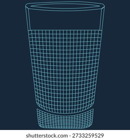 A clean, wireframe-style vector illustration of a cylindrical trash can with a grid pattern, ideal for UI design, app icons, or infographic elements.