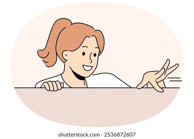 Clean woman checks presence of dust on surface after completing general cleaning in apartment. Housekeeping manager girl runs finger on tabletop, controlling work of maids cleaning hotel room