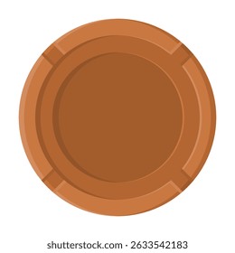 Clean Wooden Cigarette Ashtray on White Background. Round Cigarette Ashtray Element.