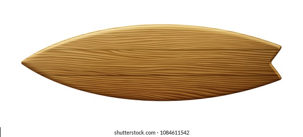 Clean wooden surfboard isolated on white background EPS 10 contains transparency.