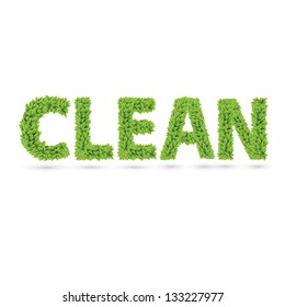 Clean word made of green vector leafs