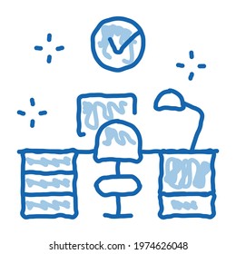 clean working room sketch icon vector. Hand drawn blue doodle line art clean working room sign. isolated symbol illustration