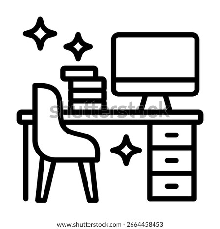Clean Workspace Icon Line Style Vector Illustration