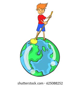 Clean world from environment doodle style vector art