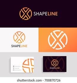 Clean X logo circle icon linear sign vector design.