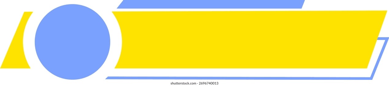 Clean yellow header with rounded blue shape and cloud icon, featuring a slanted side detail.