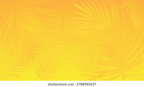 Clean yellow tropical background accented by soft palm leaf textures and subtle botanical details. Perfect for modern presentations, product showcases, marketing materials, and bright seasonal graphic projects.