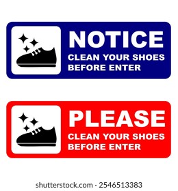 Clean your shoes sign horizontal vector illustration editable and printable. doorsign roomsign for your house or your bussiness to keep clean. regulation clean shoes