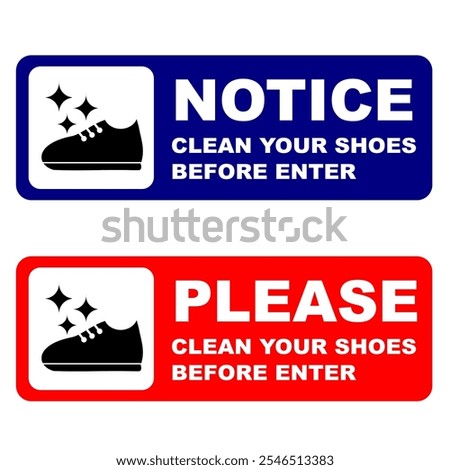 Clean your shoes sign horizontal vector illustration editable and printable. doorsign roomsign for your house or your bussiness to keep clean. regulation clean shoes