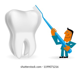 Clean your teeth. Isolated on white background.