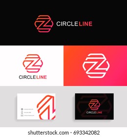 Clean Z letter logo hexagon sign minimalistic design with brand business card.