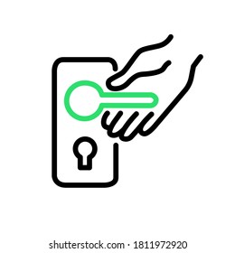 cleaned door handle line icon vector symbol