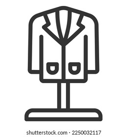 Cleaned jacket on a stand - icon, illustration on white background, outline style