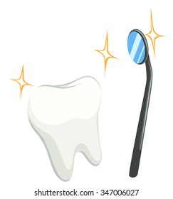 Cleaned tooth and mirror illustration