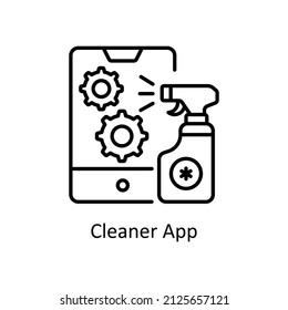 Cleaner App vector Outline icon for web isolated on white background EPS 10 file