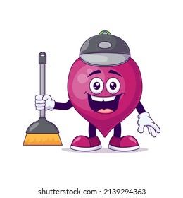 Cleaner beetroot cartoon mascot character vector illustration design