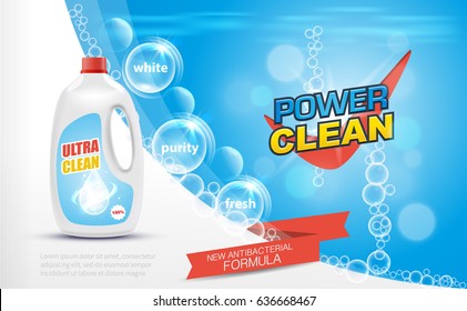 Cleaner bottle advertising promotional poster, vector illustration