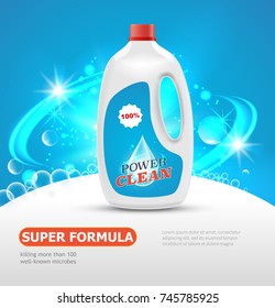 Cleaner bottle advertising template, vector illustration