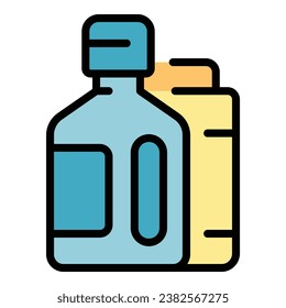 Vector de contorno de icono de botella más limpio. Servicio residencial. Color plano de limpieza del trabajo