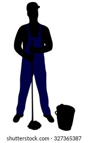 Cleaner with a brush and a bucket