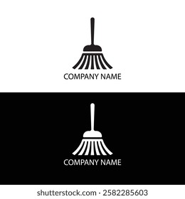 cleaner brush icon vector silhouette black and white background.
