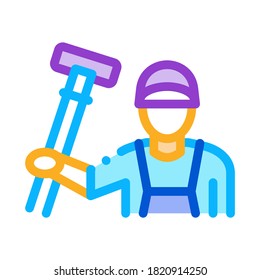 limpiador con vector de icono de pincel de alfombras. limpiador con signo de pincel de alfombra. ilustración de símbolo de color