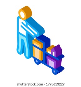 Cleaner Cart Icon Vector. Isometric Cleaner Cart sign. color isolated symbol illustration