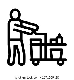 Cleaner Cart Icon Vector. Outline Cleaner Cart Sign. Isolated Contour Symbol Illustration