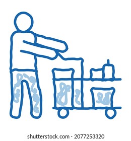 Cleaner Cart sketch icon vector. Hand drawn blue doodle line art Cleaner Cart sign. isolated symbol illustration