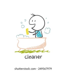 cleaner to clean the bathroom illustration