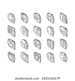 cleaner clean detergent wash hand isometric icons set. product laundry, spray household, mop house, cleaning label, bottle liquid, service cleaner clean detergent wash hand color line