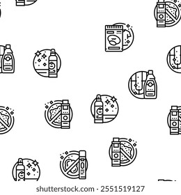 cleaner clean detergent wash hand Vector Seamless Pattern Thin Line Illustration