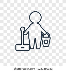 Cleaner concept vector linear icon isolated on transparent background, Cleaner concept transparency concept in outline style