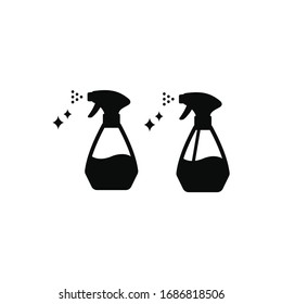 Cleaner or detergent spray black isolated vector icon. Domestic disinfectant cleaning bottle symbol.