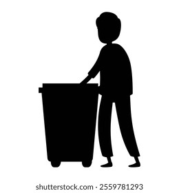 Cleaner and Garbage Silhouettes Icon for Cleaning and Waste Management Themes