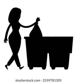 Cleaner and Garbage Silhouettes Icon for Cleaning and Waste Management Themes