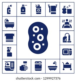  cleaner icon set. 17 filled cleaner icons.  Simple modern icons about  - Spray bottle, Bath, Towel, Sponge, Cleaning spray, Vacuum, Microwave oven, Antiseptic, WASHING HANDS